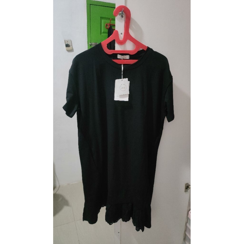 New dress hitam HNJ bkk dress polos hitam fit to XL