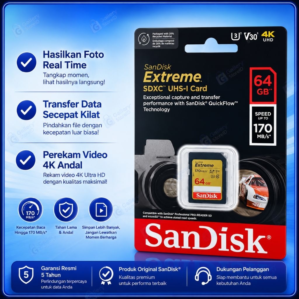 SanDisk Extreme SDXC UHS-I Card V30 U3 Class - SDSDXV