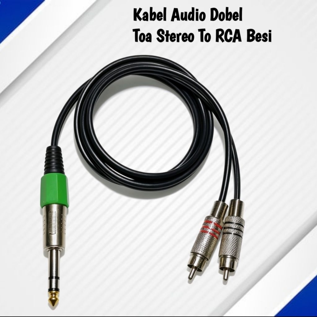 Kabel Input Dobel Jek Akai Toa STEREO To Jack RCA Besi