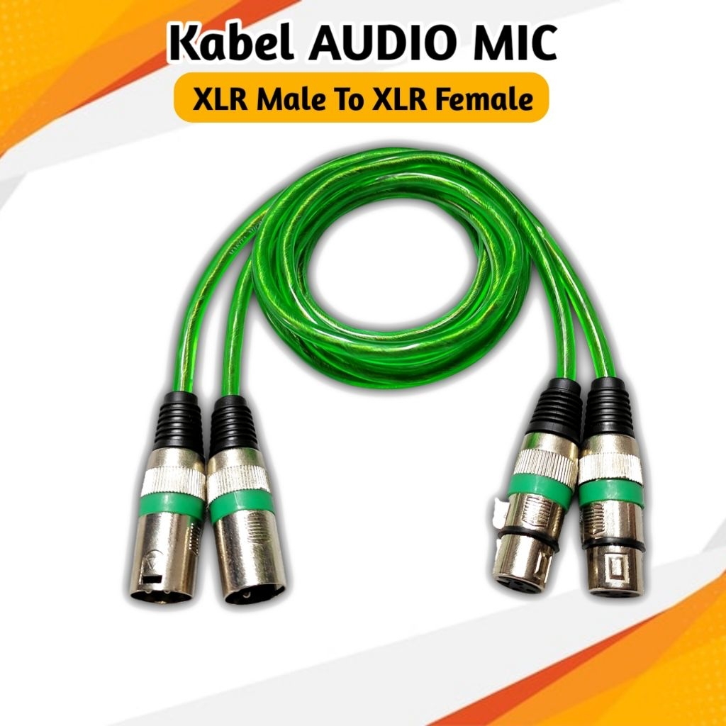 Kabel Mic Jek XLR Canon Male To Jek XLR Canon Female Panjang 1 Meter  Perset (Sepasang)