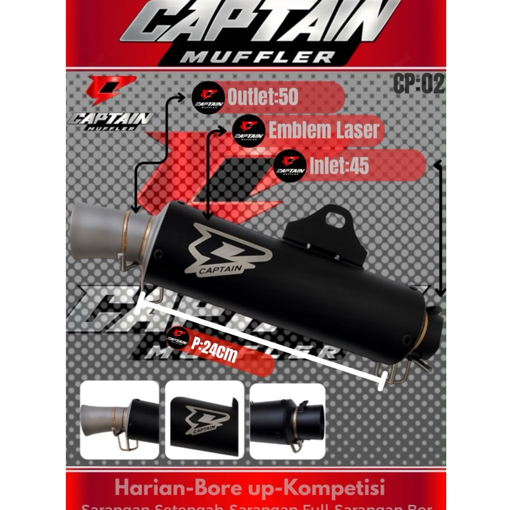 silincer silincer only/ all matic inlet 45-harian-bore up-kompetisi type CP:02-by CAPTAIN MUFFLER