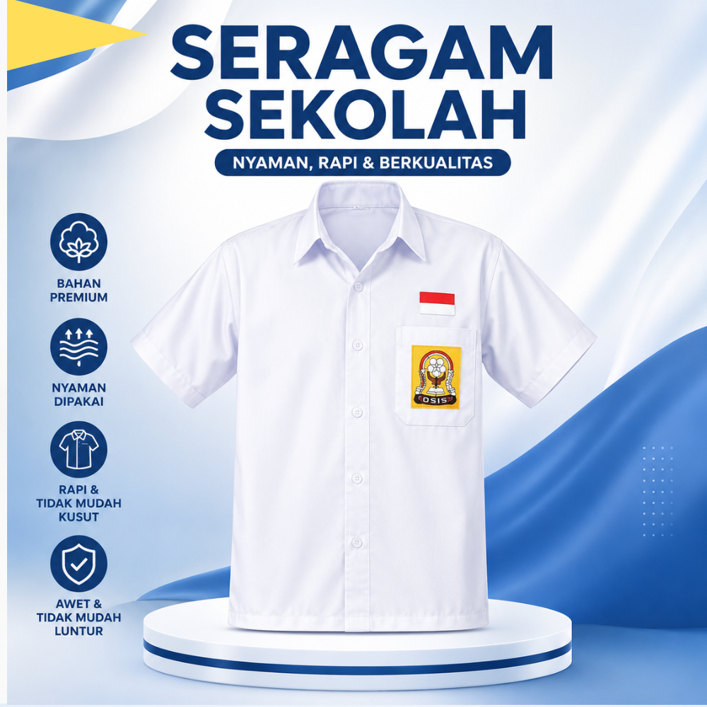 SERAGAM PUTIH OSIS SMP PRAMUKA LENGAN PENDEK