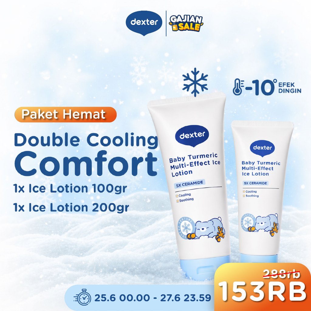 DEXTER Baby [2 PCS] Double Cooling Comfort Bundle Ice Lotion 100gr + 200gr | Dengan 5X Ceramide & Pa