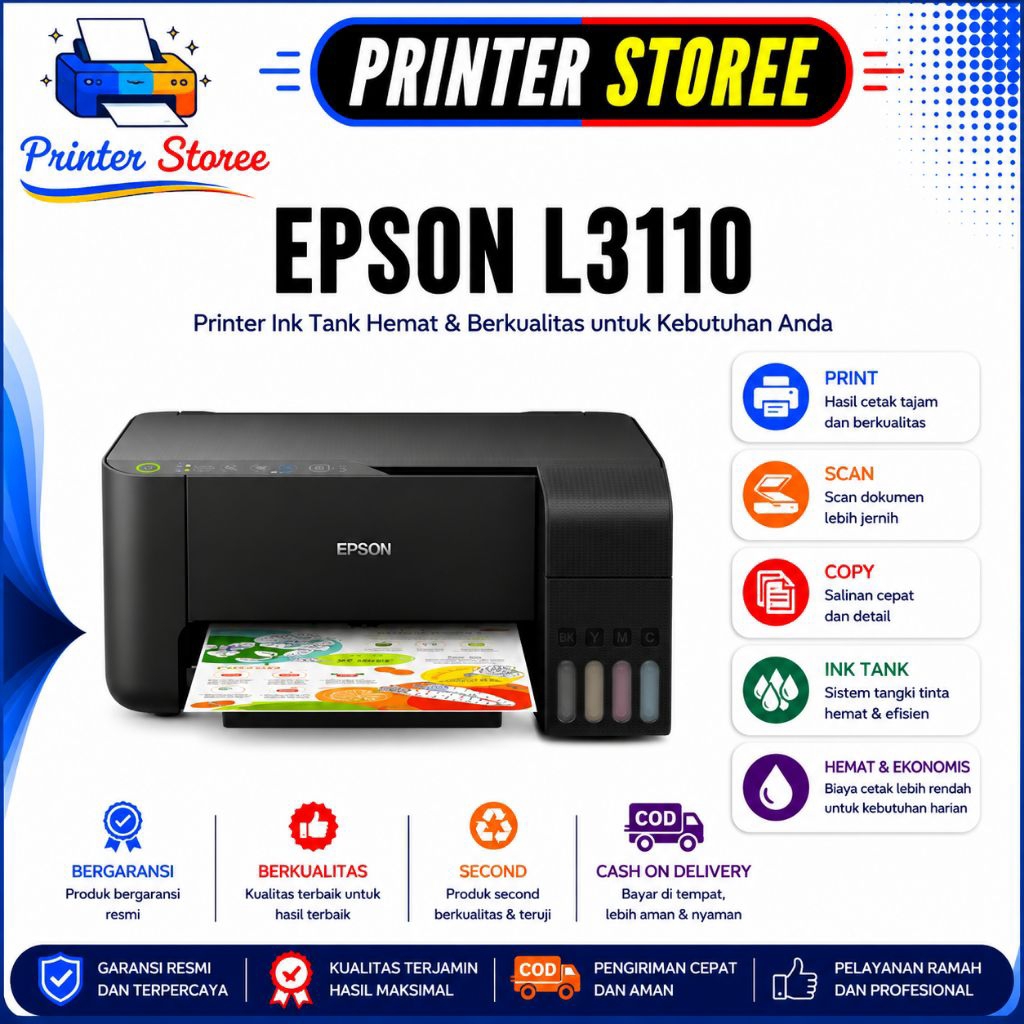 Printer Epson L3110 l3110 warna print Scan copy second