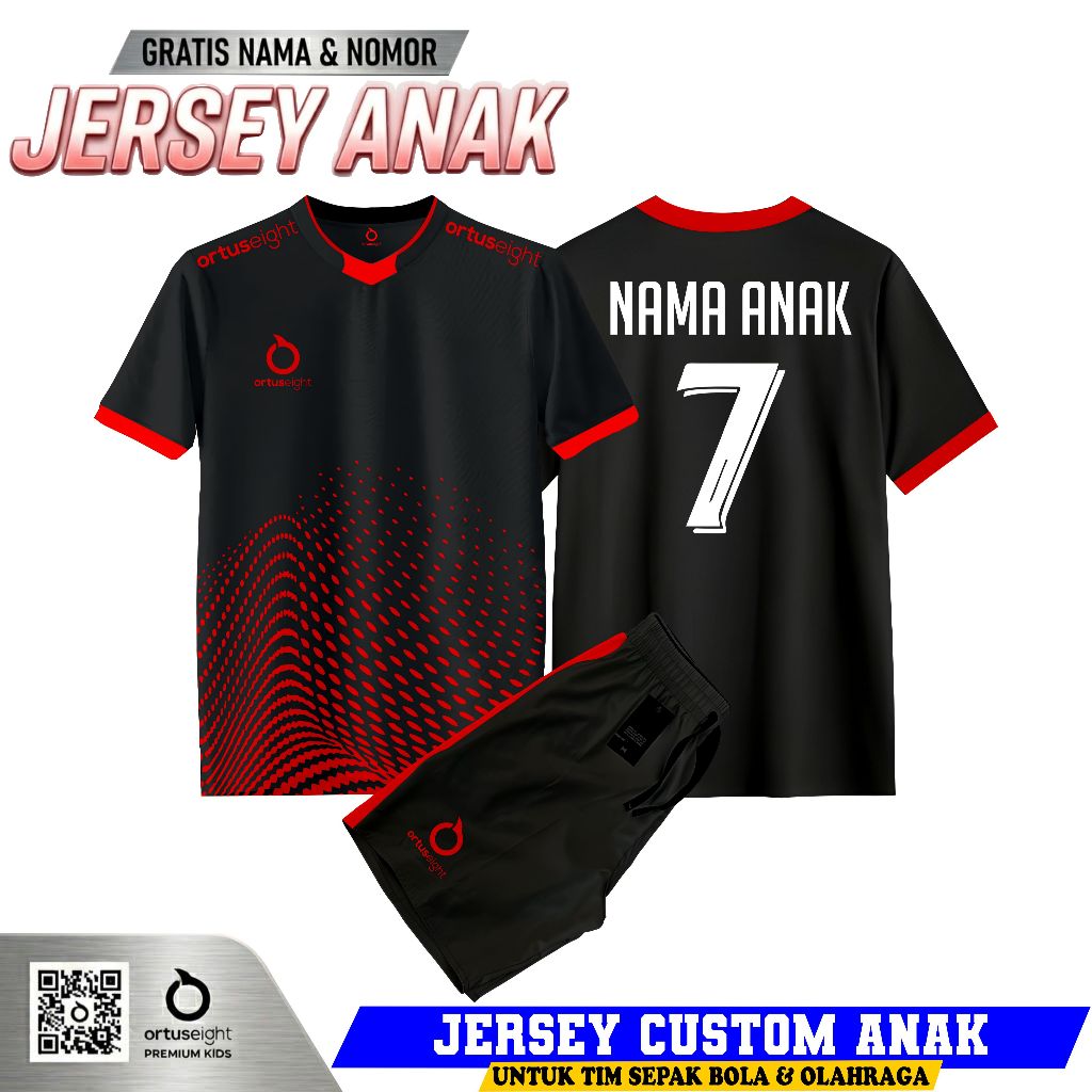 PASANG NAMA DAN NOMOR PUNGGGUNG Baju Bola 5-13 Tahun Jersey Futsal Custom Jersey Bola jersey volly B