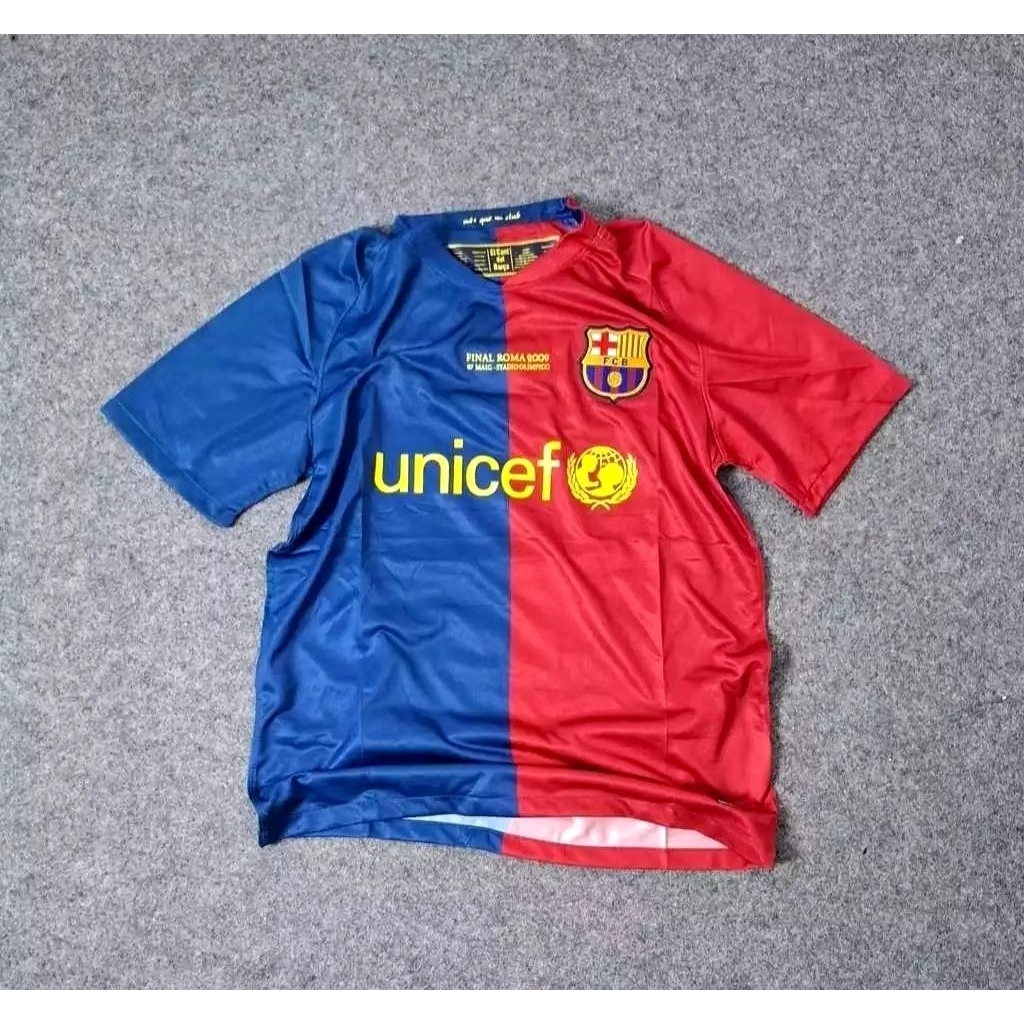 ( RETRO ) VINTAGE JERSEY BOLA BARCA HOME FINAL ROMA 2009 GRADE ORI