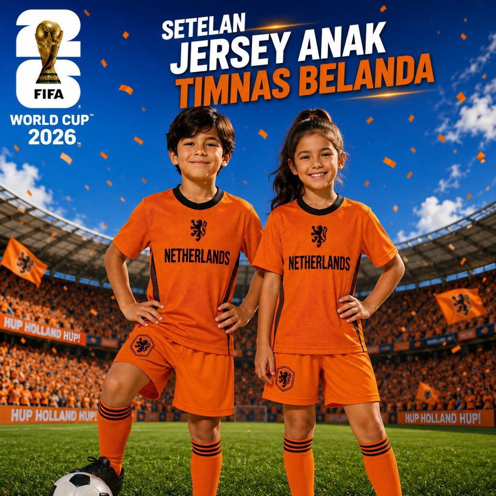 Jersey Bola Anak Belanda Logo Bordir Setelan Terbaru 2026