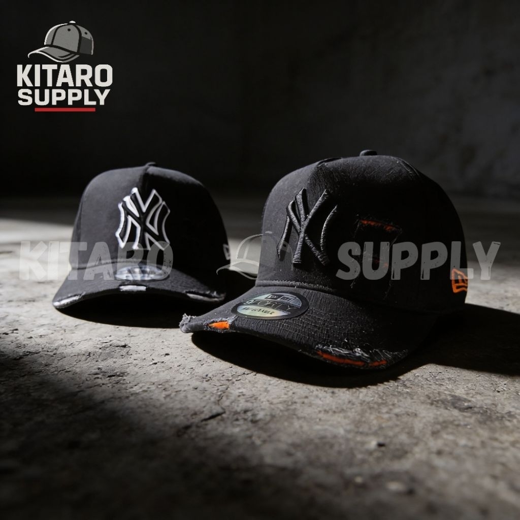 Topi New Era 9FORTY NY New York Yankees Ripped Distressed Hat Cap Pria Wanita Premium Import Topi Bi