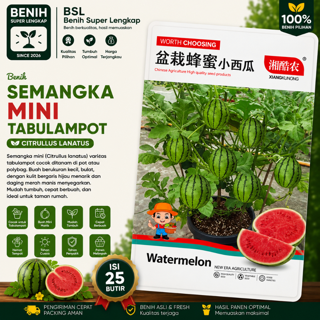 Kemasan Original | Benih Biji Semangka Mini | Semangka Tabulampot | UKI BIBIT