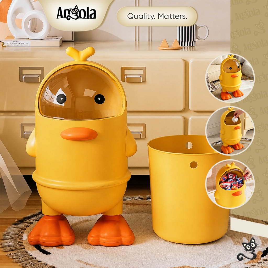 ANGOLA Tempat Sampah Lucu Aesthetic Ukuran Besar E78A Tong Sampah Karakter Duck Jumbo Serbaguna