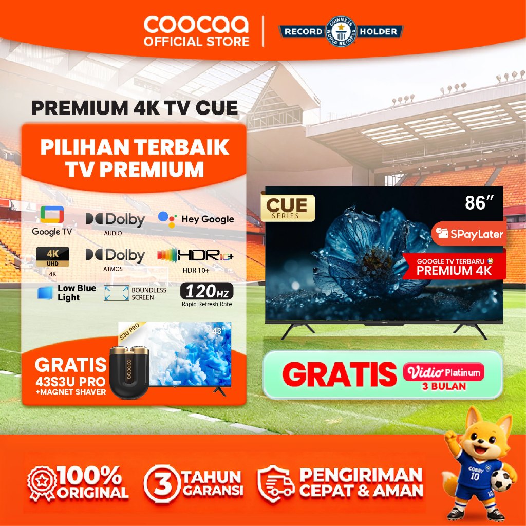[NEW] [Google TV] COOCAA TV 86 inch - Smart TV - Digital TV - Netflix & Youtube - Google Assistant -