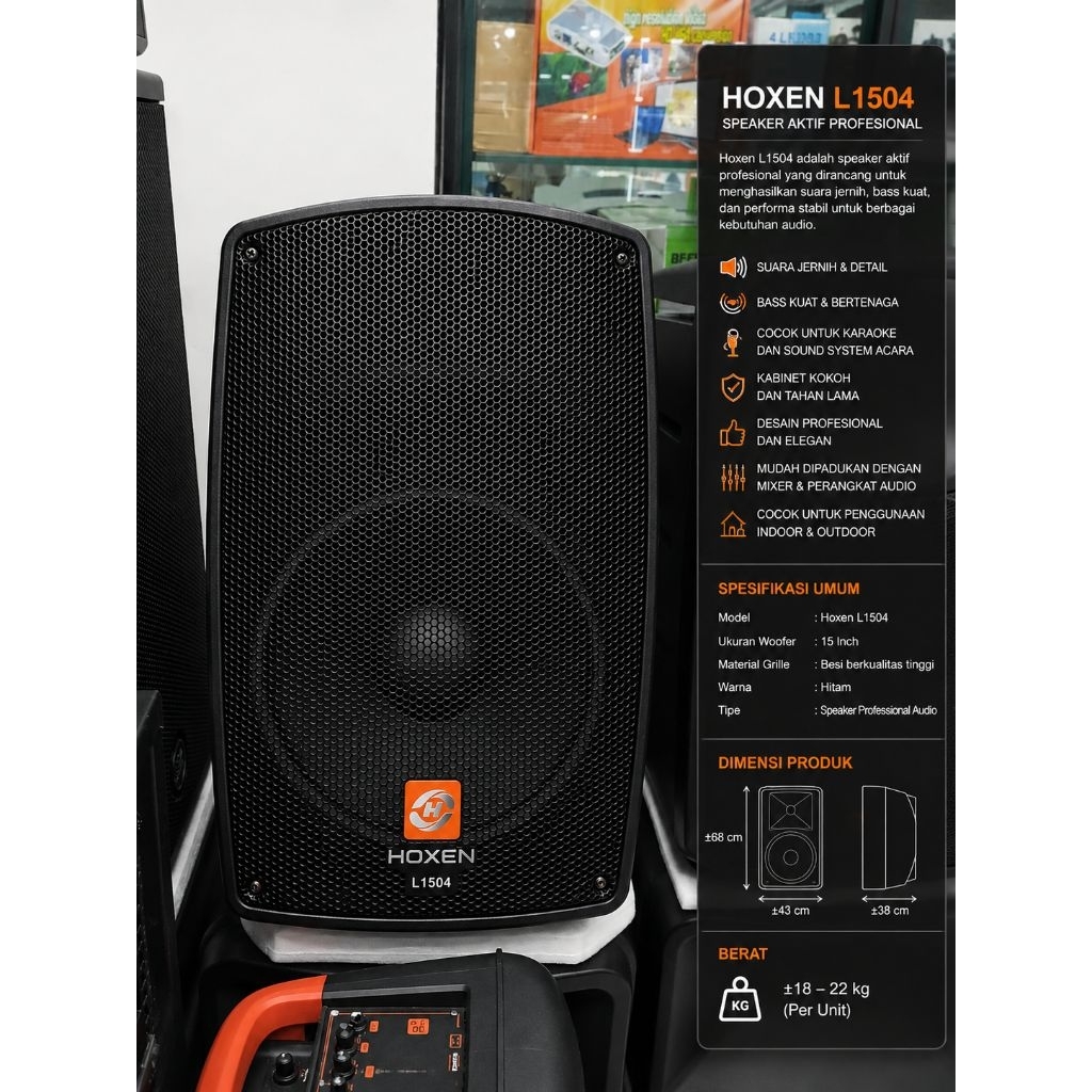 HOXEN L1504 Professional Active Speaker 15 Inch