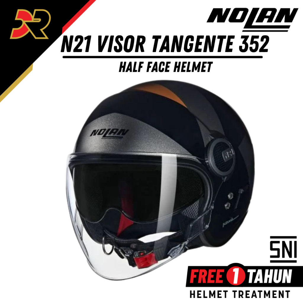 Helm Nolan N21 Visor Tangente 352 Half Face Scooter Helmet Nero Grigio Tera SNI Original