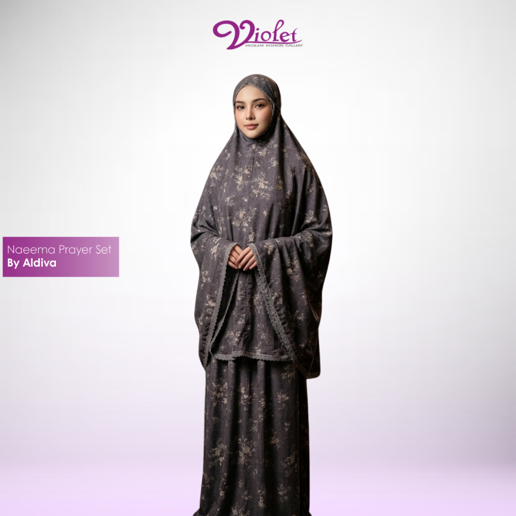 Violet Gallery - Naeema Prayer Set - Mukena Premium - Mukena Dewasa - Mukena Motif - Prayer Set Eleg