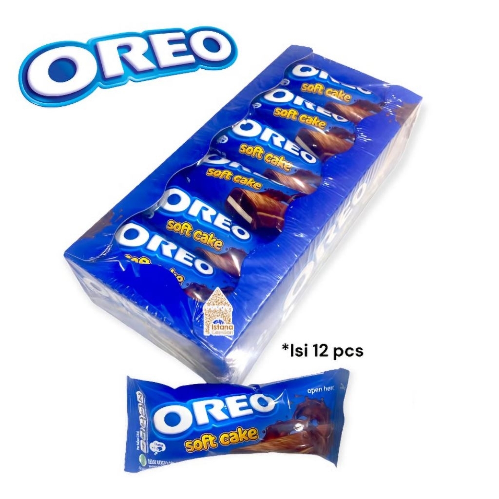 Oreo Soft Cake 1 Pack Isi 12 Sachet - Kue Bolu Coklat Lembut Lapis Cokelat Krim Vanila Grosir Agen S