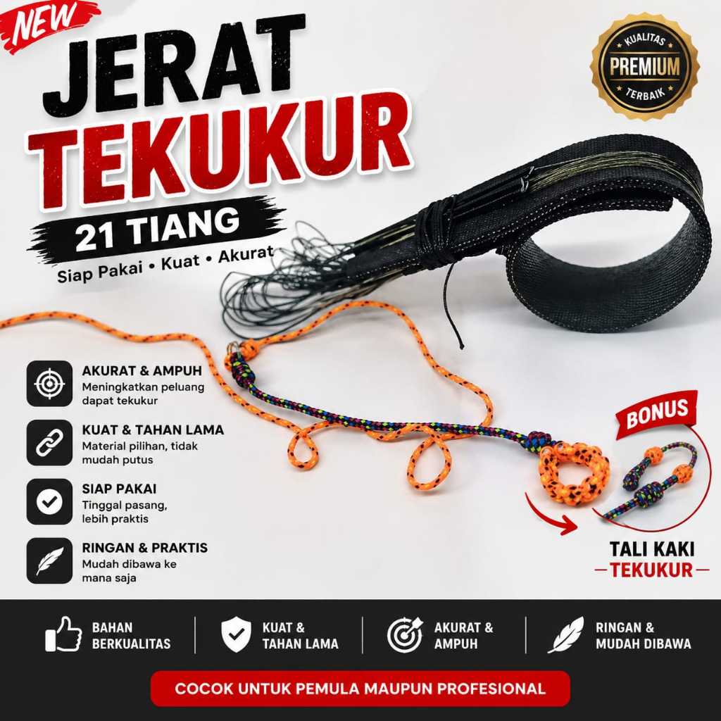 JERAT TEKUKUR 21 MATA DENGAN TALI KAKI TEKUKUR