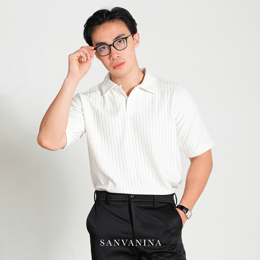 SANVANINA Polo Shirt Pria Oversized Knit | Kaos Polo Shirt | Kaos Pria Berkerah | Chester Oversize P