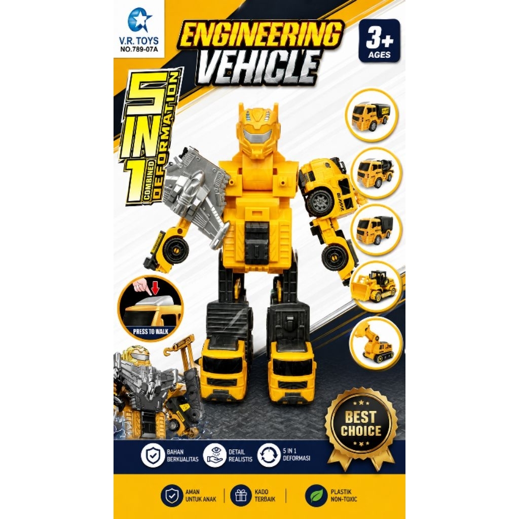 robot transformasi 5 in 1 engineering vehicle