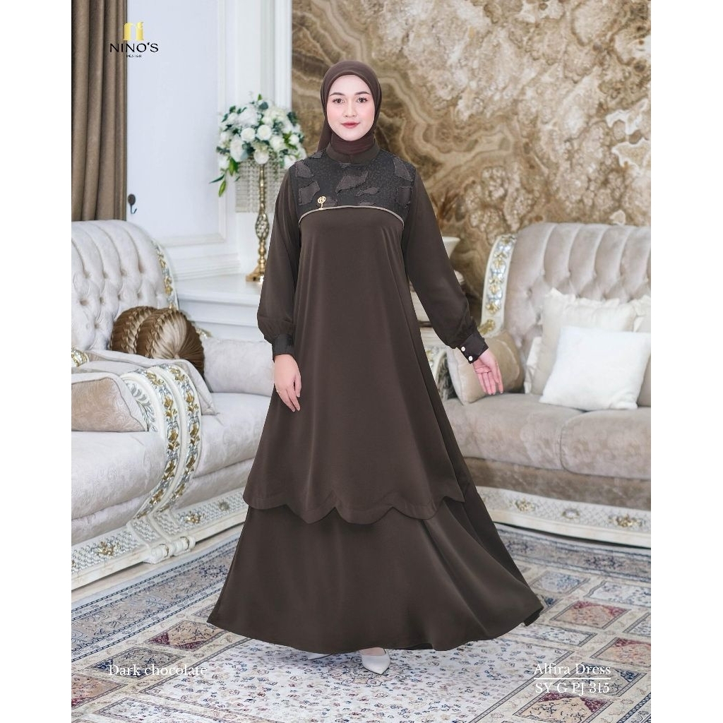 Alfira Dress By Ninos Design Original Gamis Mewah Dan Elegan Hamidah Butik Colection