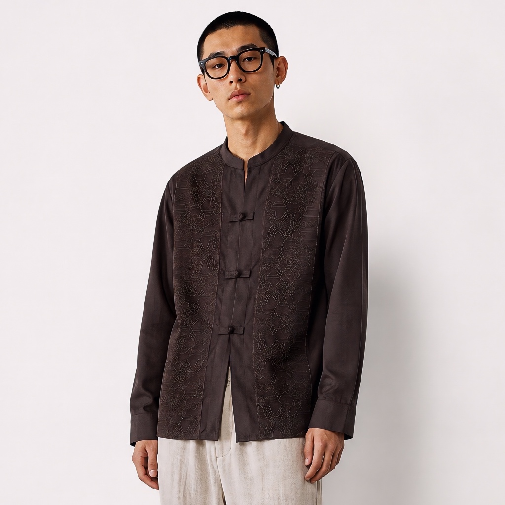 KLOUD STUDIO - ZAIN BROWN CHEONGSAM SHIRT