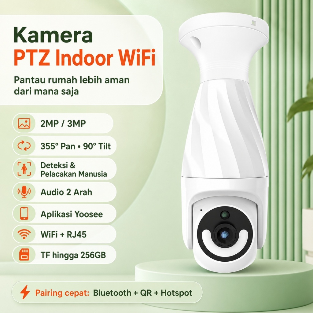 SR25 - Kamera CCTV Indoor WiFi PTZ 2MP/3MP Yoosee 355 Auto Tracking Human Detection Night Vision