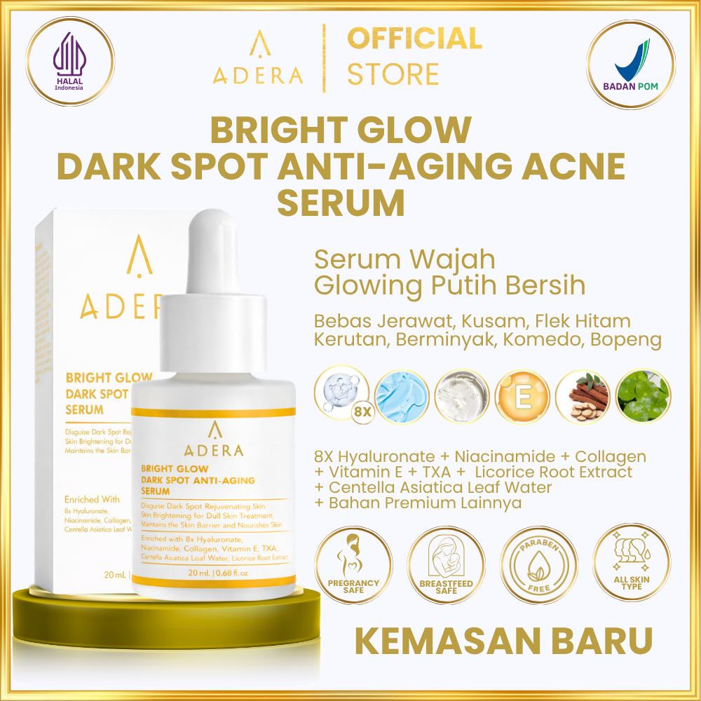 Adera Serum Wajah Glowing Putih Bersih Bebas Jerawat Kusam Flek Hitam Kerutan Berminyak Komedo Bopen