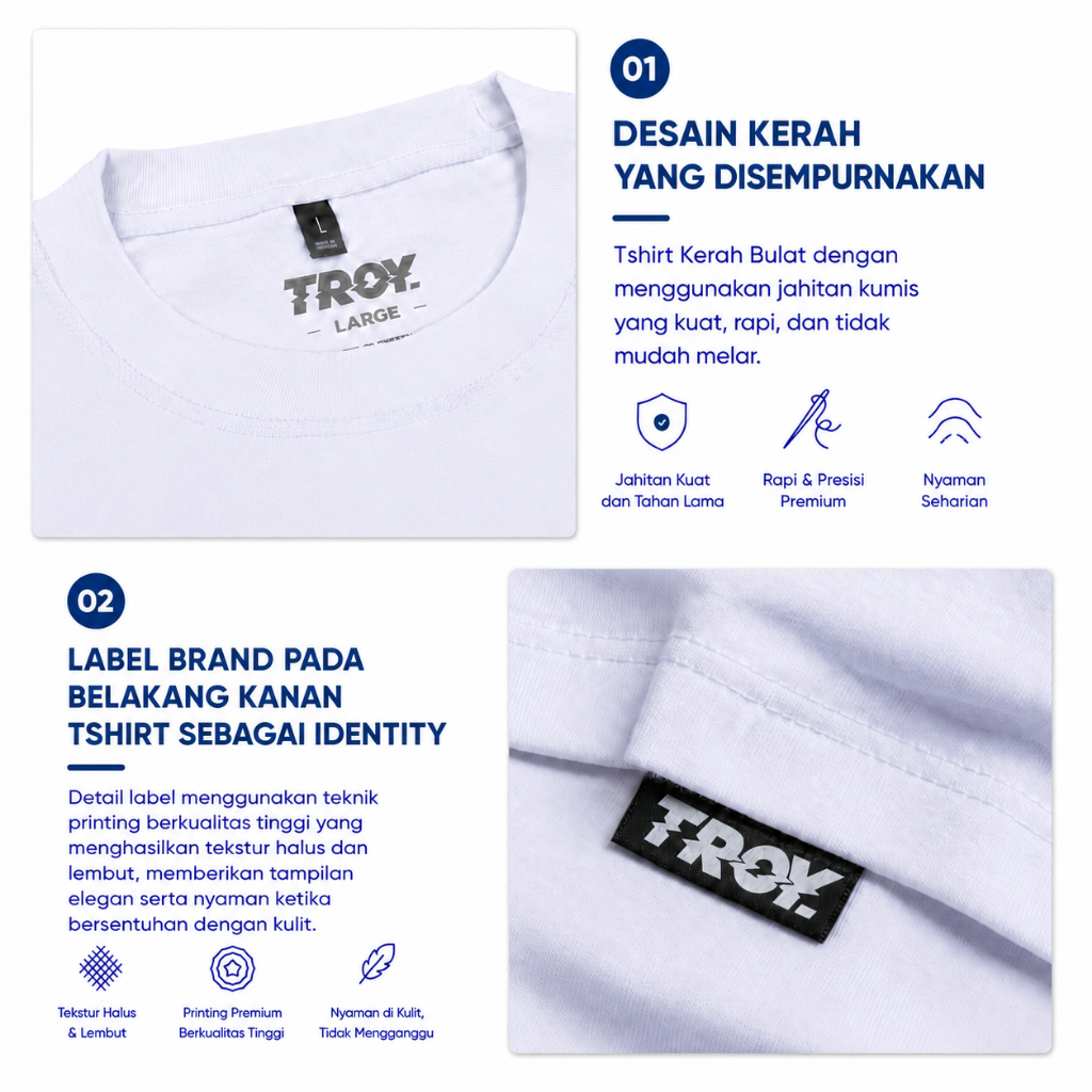 Troy Company Boxy Oversize Tshirt White Wave - Kaos Pria Boxy Oversize Putih MBD 2521