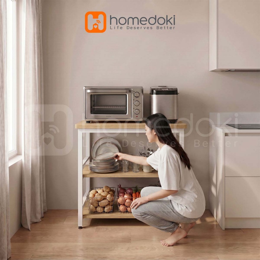 Homedoki Rak Dapur/Rak Dapur Serbaguna/Lemari Dapur Minimalis/Rak Penyimpanan Barang