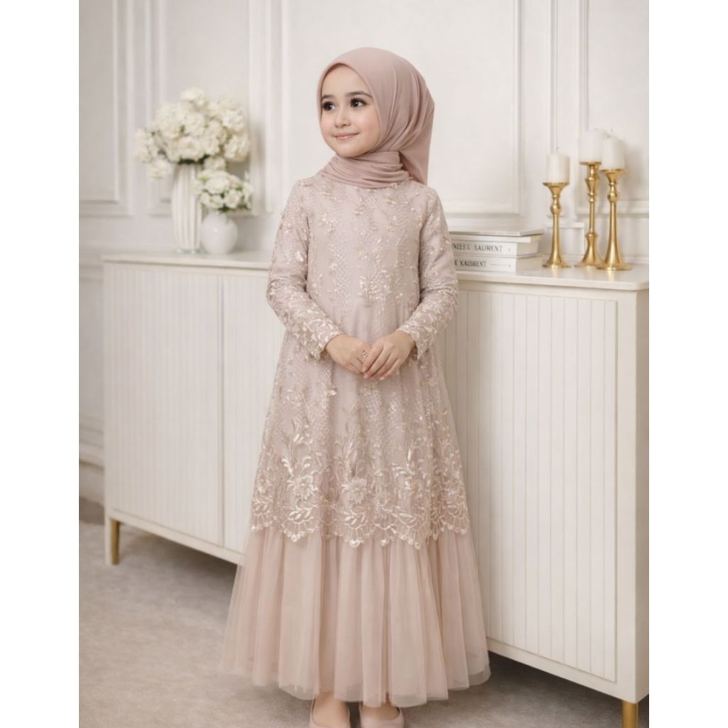 Gamis anak tulle bordir / gamis kartini / kebaya anak / gamis couple