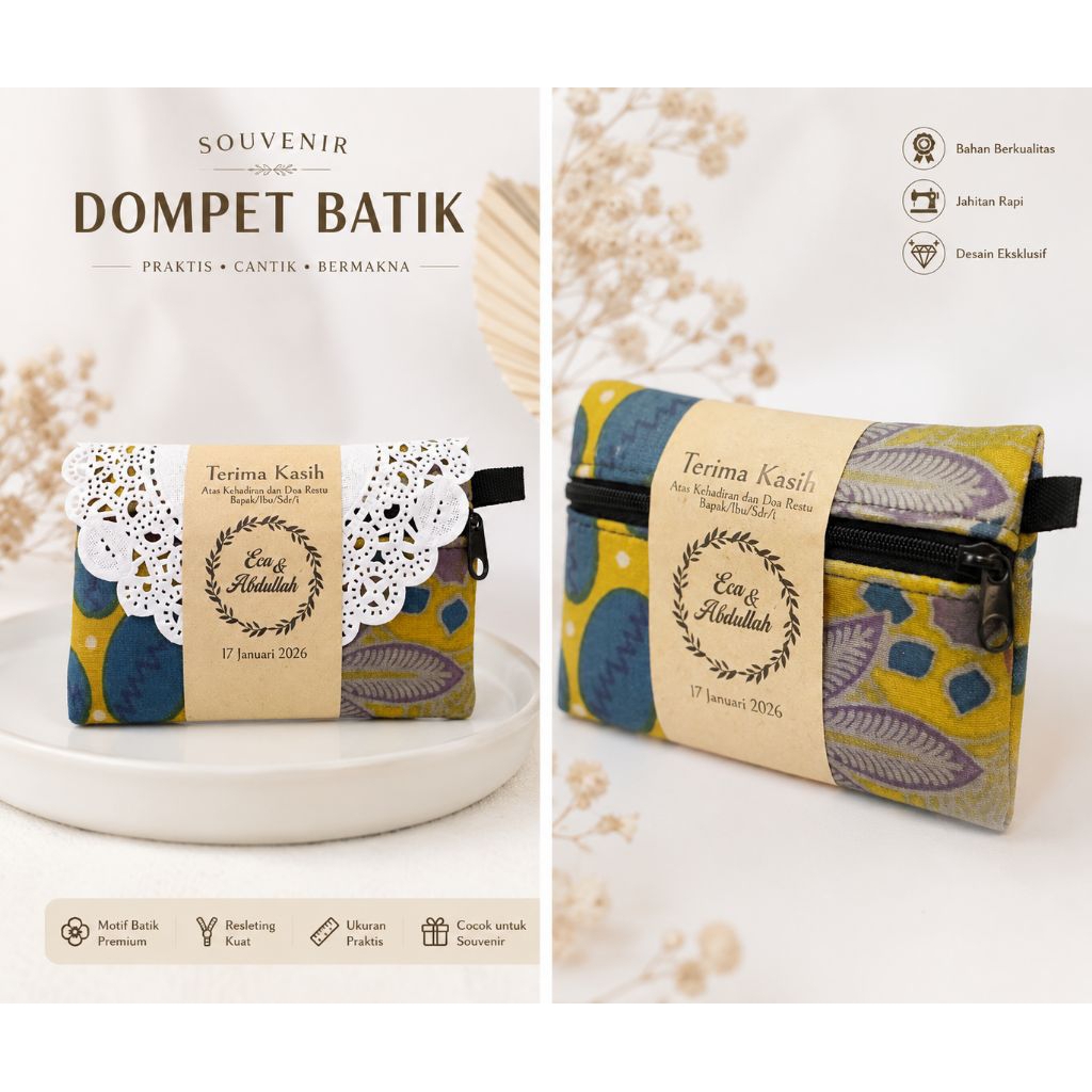 Paket 50 Pcs Souvenir Pernikahan Dompet Ponch Batik Khas Jogja | Grosir Dompet Batik