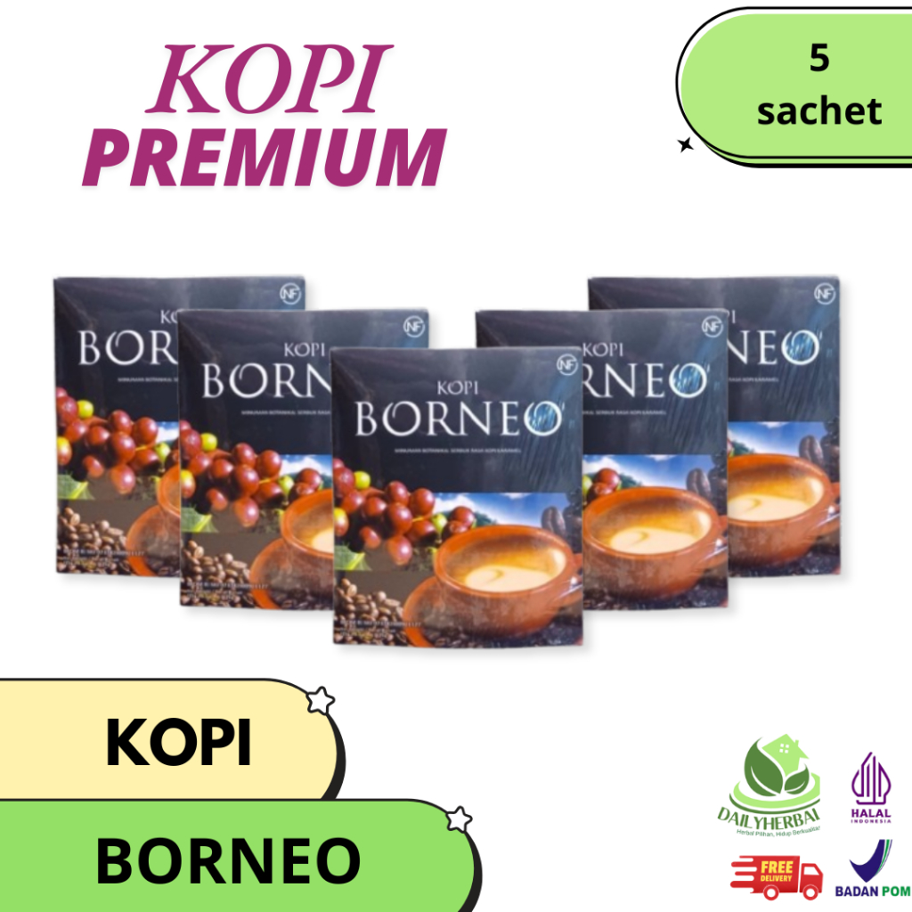 5 SACHET KOPI BORNEO | Kopi Borneo Premium Blend Coffee Serbuk Rasa Kopi Karamel ORIGINAL