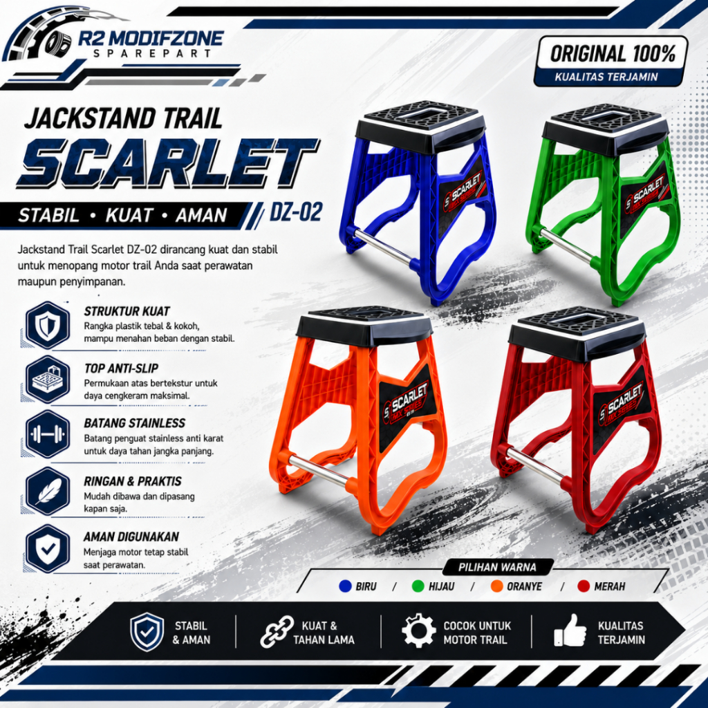 Jackstand Paddock Tengah Standar Motor Trail DZ-02 "Original Scarlet"