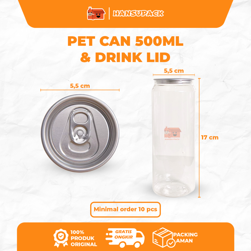 (Isi 10pc) PET Can Botol Pop Can 500ml Tutup Kaleng Botol Plastik Jus Kopi Ecer