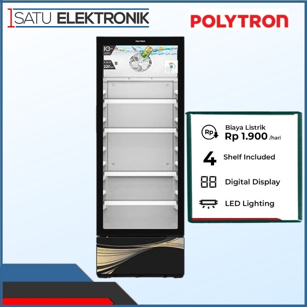 Polytron Showcase 230 Liter SCN227 4 Rak dengan Lampu dan Digital Display
