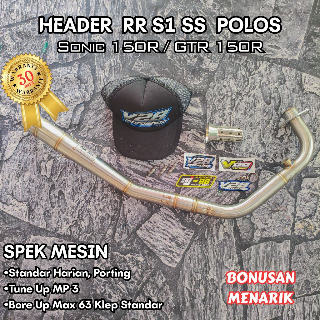 Knalpot SJ88 HEADER RR S1 SONIC 150R / GTR 150R WAJIB UNDERBONE Ngacung ceng Roadrace Pipa Leheran U
