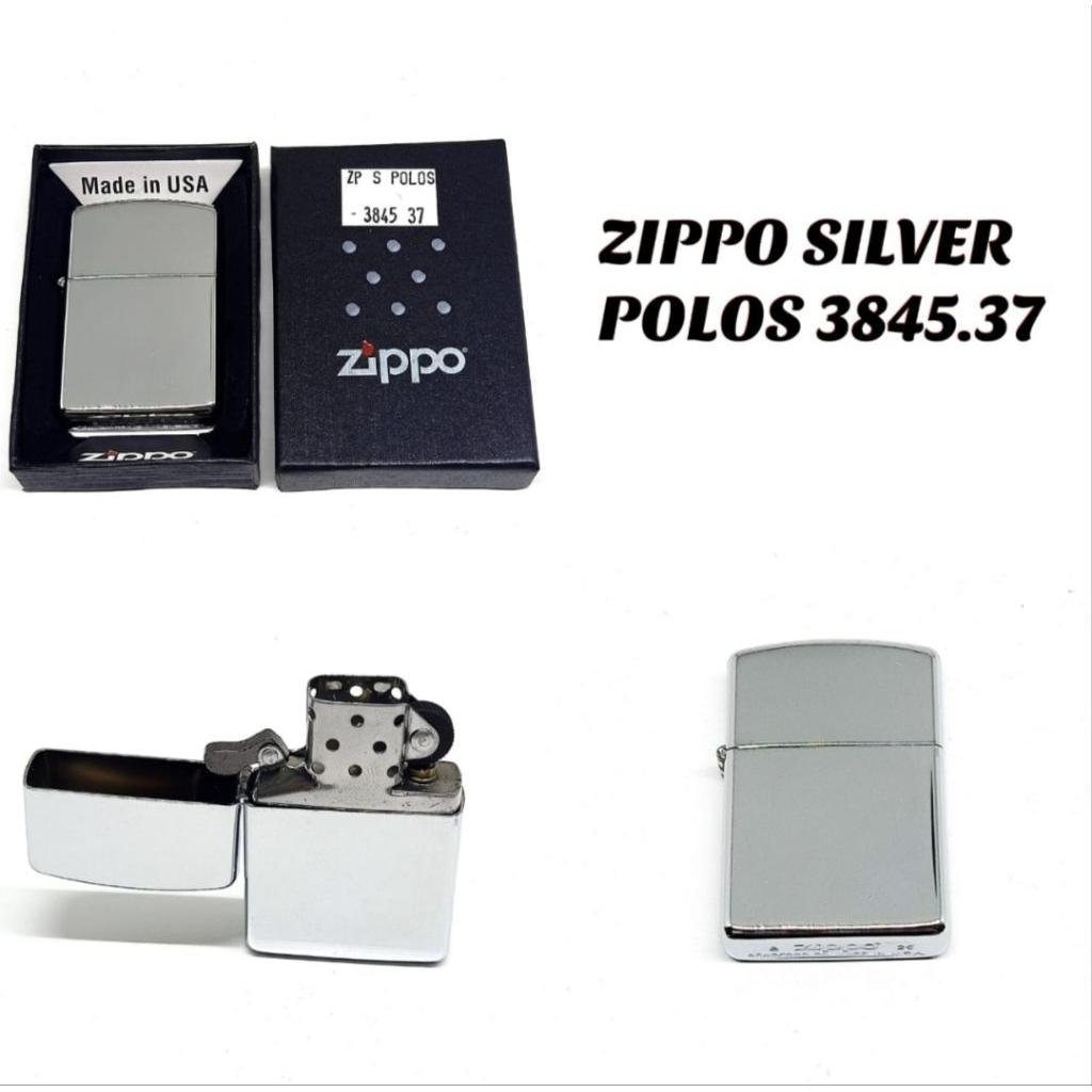 Korek Zippo Original USA Silver Polos 3845.37 - Desain Simpel & Elegan Abadi BISA COD
