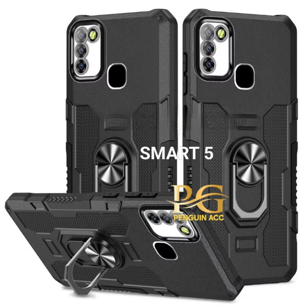 Casing INFINIX SMART 5 Hard Case Ring Armor Robot Standing Handphone