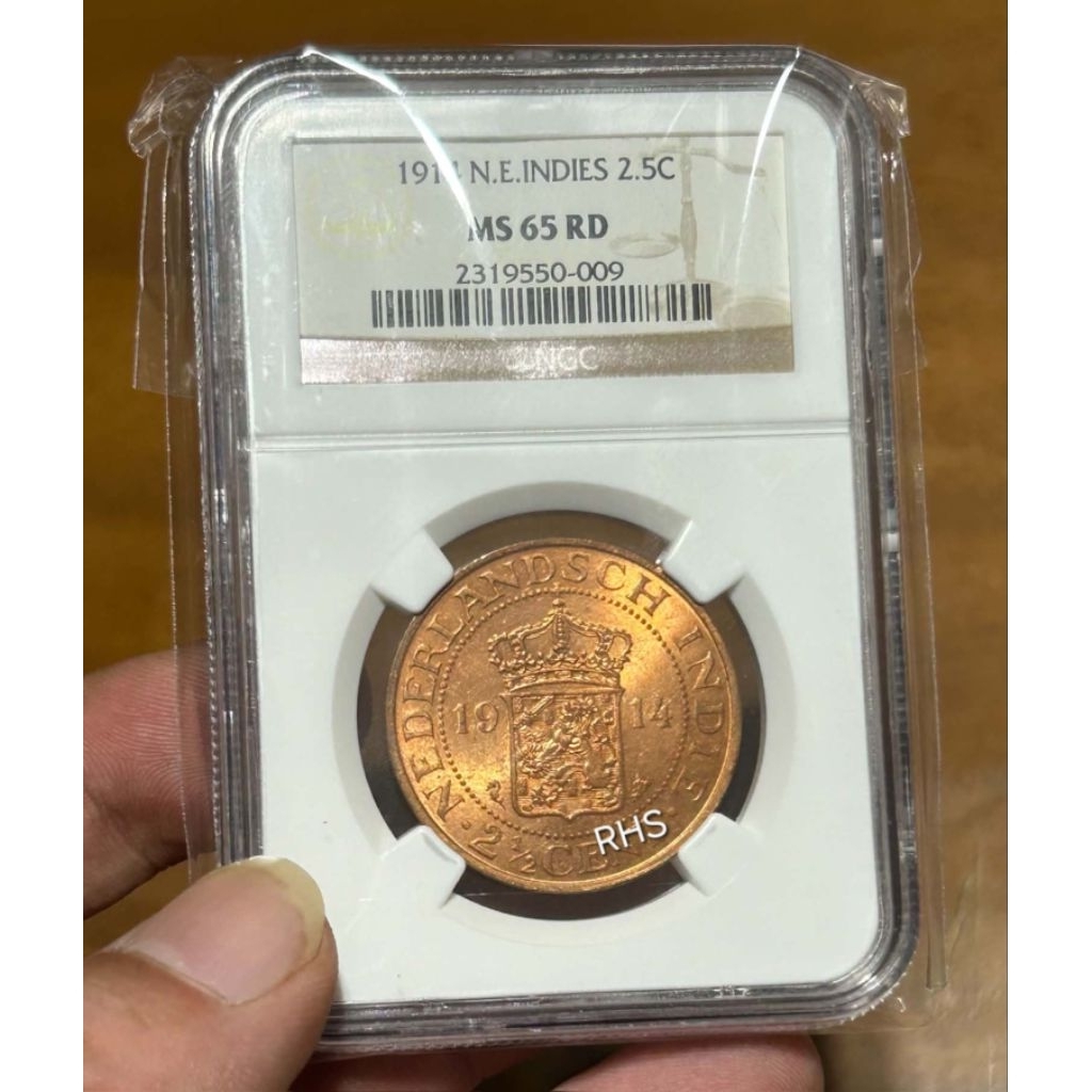 Top Pop 1 Of 4 NGC MS64RD N. E. Indies 2½ Cent 1914 Benggol