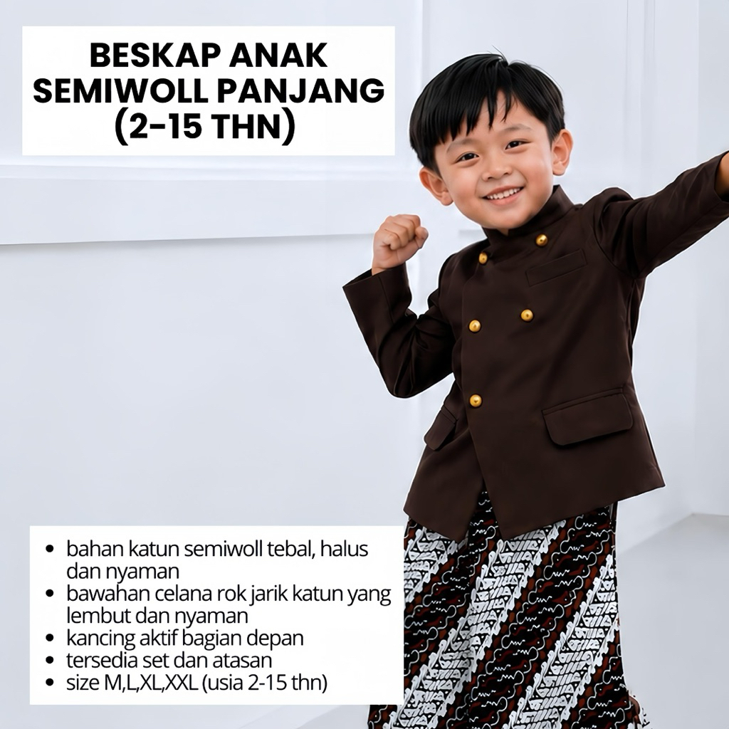 BESKAP ANAK SEMIWOLL SETELAN ANAK BESKAP LAKI LAKI BESKAP PREMIUM LENGAN PANJANG