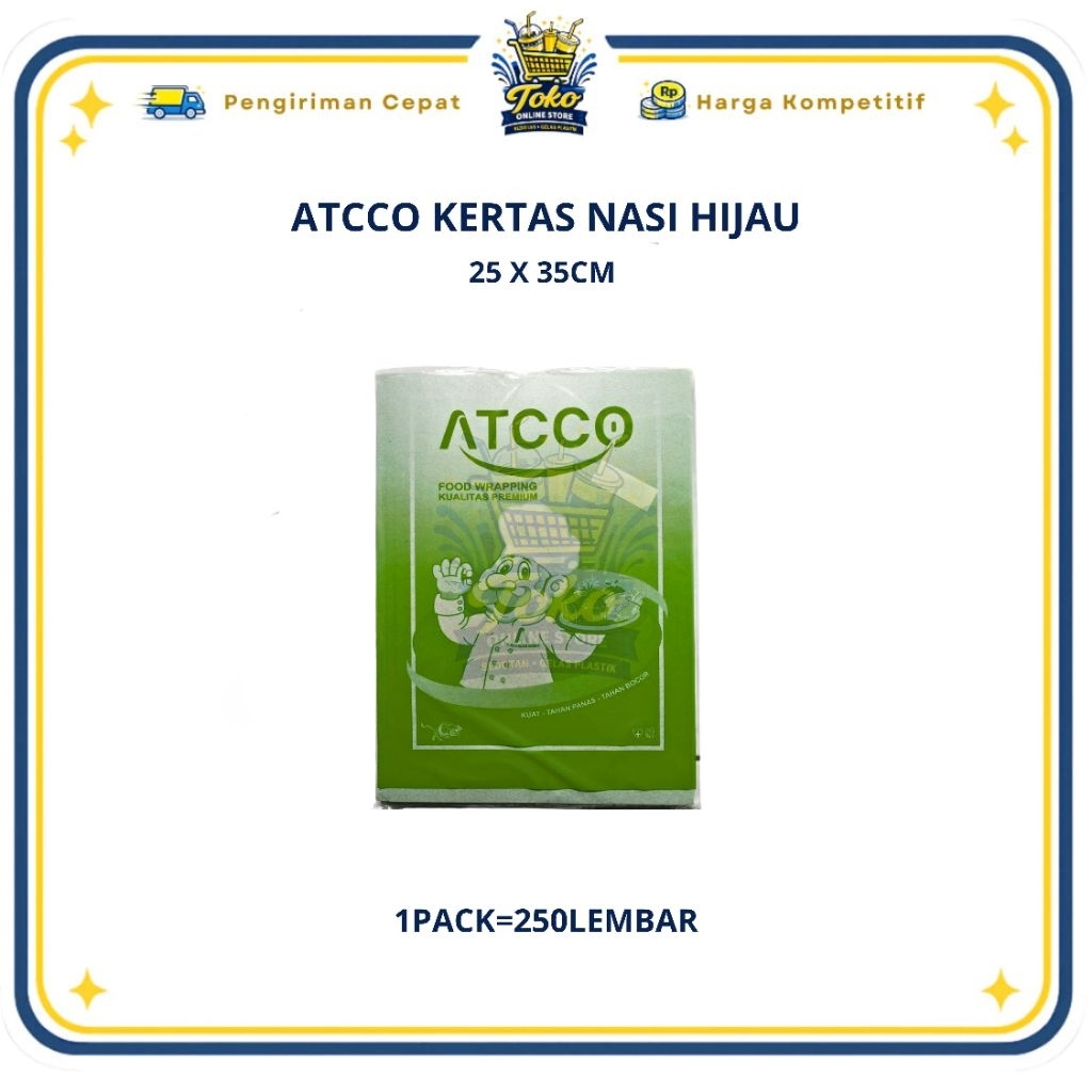 ATCCO KERTAS NASI HIJAU PREMIUM 25X35 @250LEMBAR
