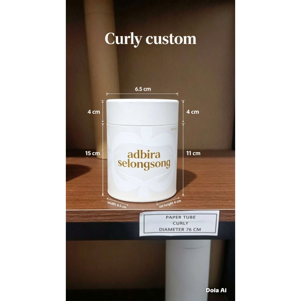 CUSTOM PAPER TUBE TUTUP CURLY CUSTOM DIAMETER 60 X 15 CM