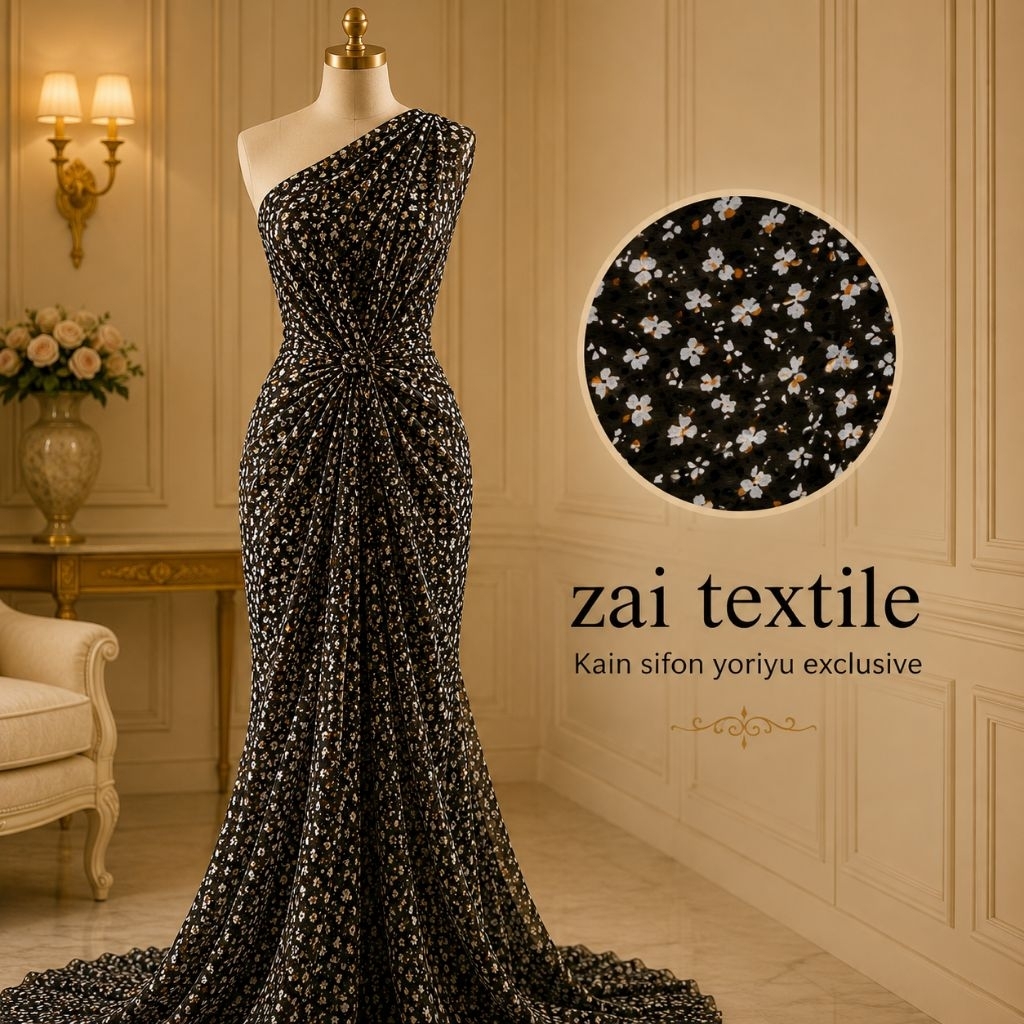 kain sifon yoriyu motif bunga kecil - kain sifon exclusive - kain sifon - kain motif bunga