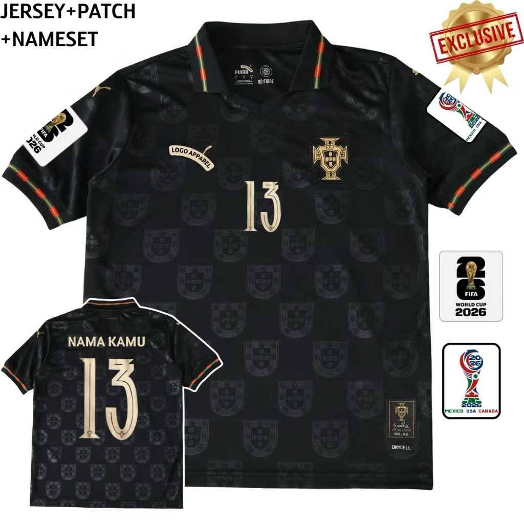 Jersey PORTUGAL Hitam Fans Issue Grade Original - Jersey Portugal Black High Quality