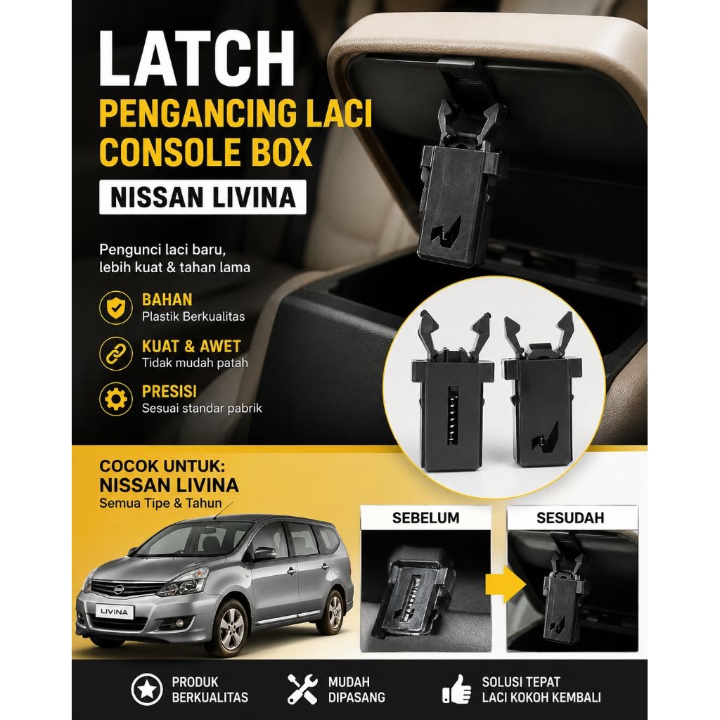 lacth/pengancing laci/console box mobil nisan livina