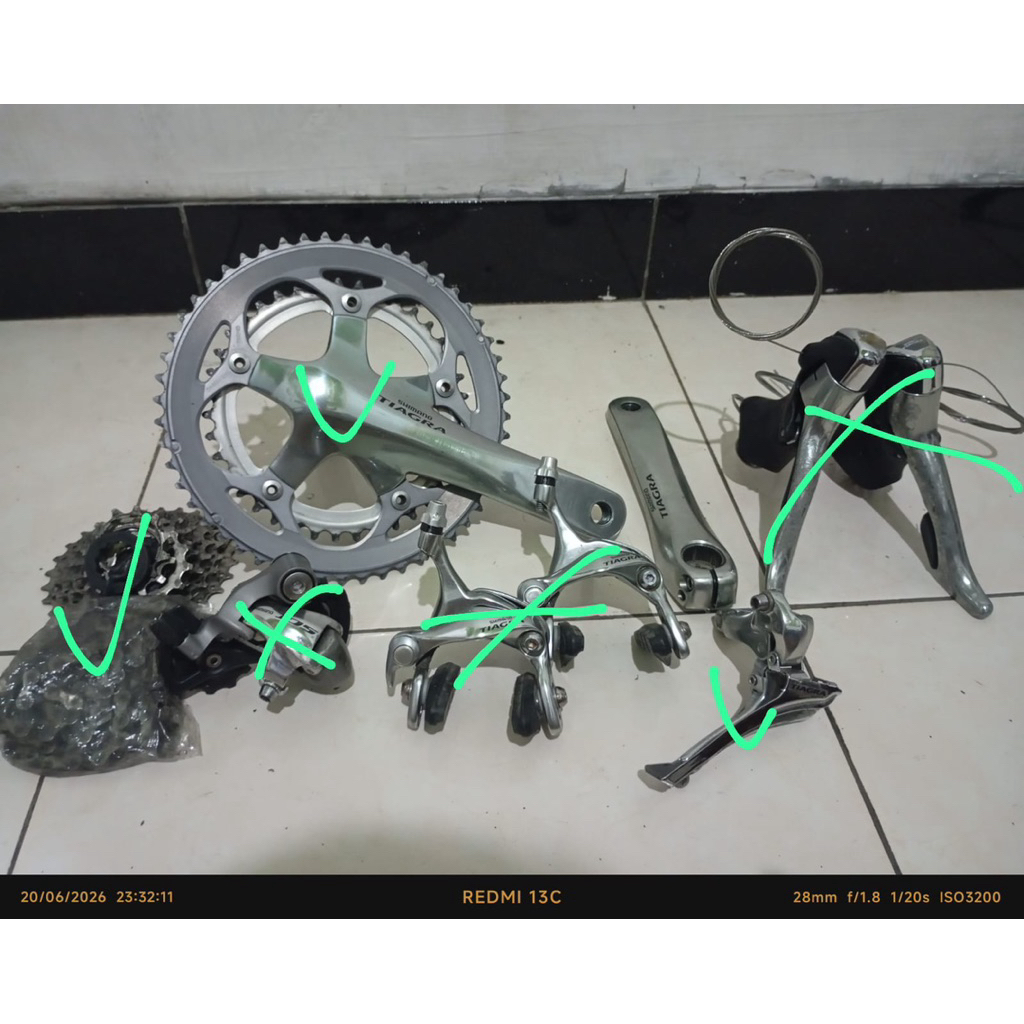 mini grupset tiagra 4600 crankset,fd,sproket,rantai