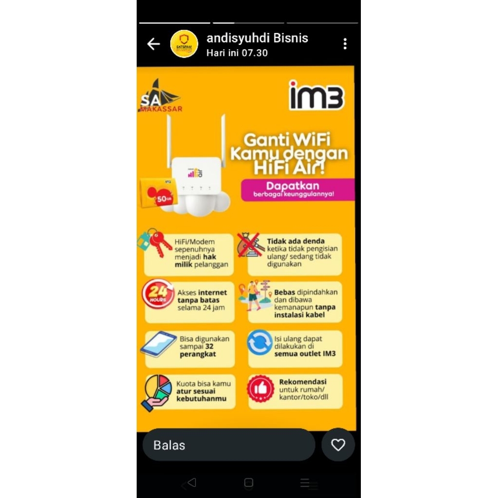 Hifi Indosat/wifi Indosat/wifi tanpa kabel/wifi murah