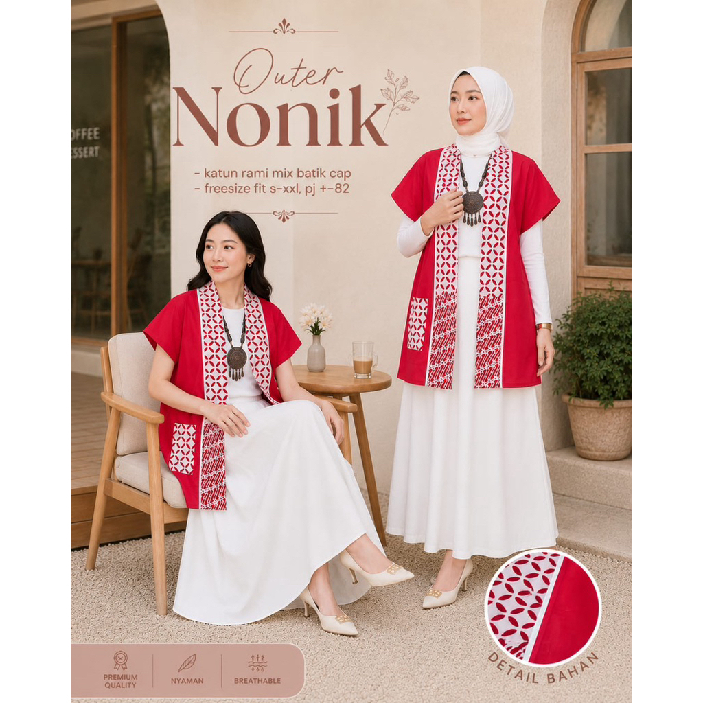 Outer Nonik Merah Putih Atasan Batik Merah Putih Outer Merah Putih