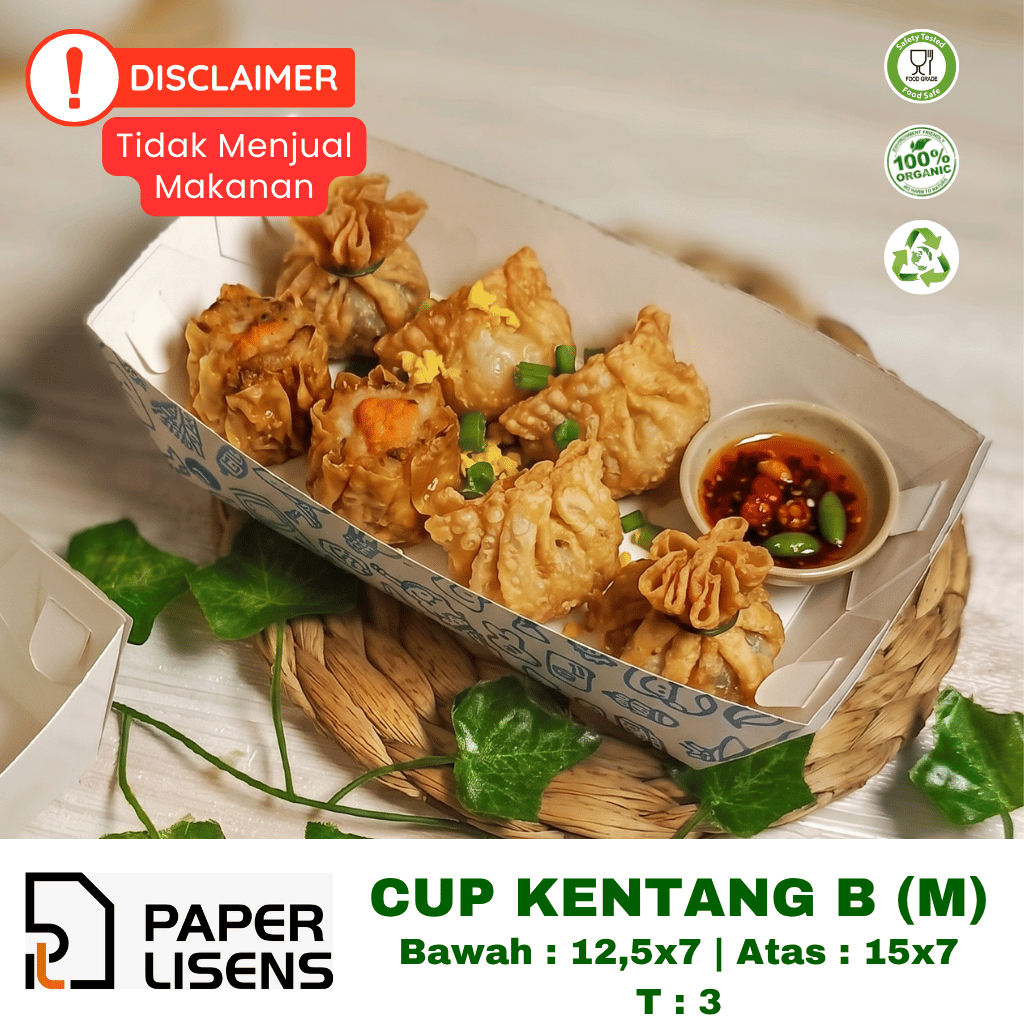 (100pcs) Cup Kentang B (MEDIUM)/ Kotak Cup Kentang / Food Paper tray / Kotak toast / Kotak Snack / P