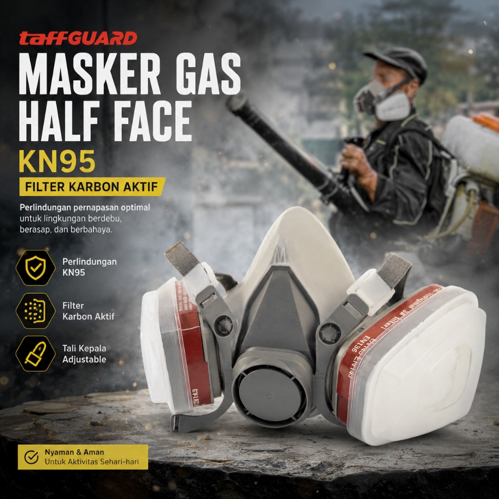 Masker Gas Facepiece Respirator Half Gas Mask 6200