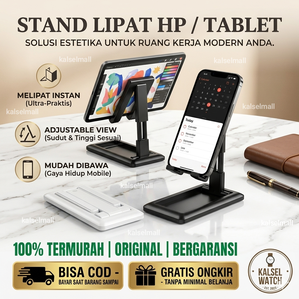 Stand HP Tablet Ipad Holder Universal Dudukan HP Penyangga Handphone Folding Folder Lipat Meja Sanda